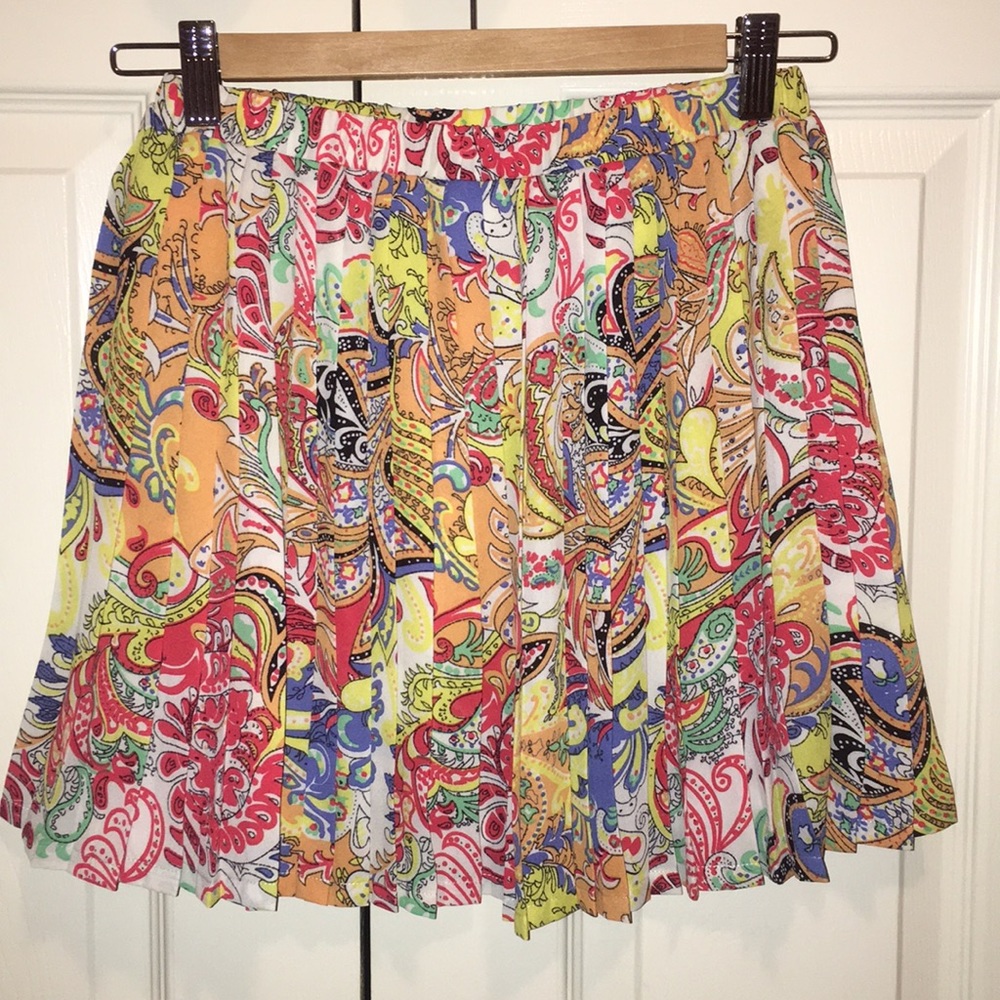 Colorful Paisley Pleated Skirt